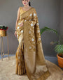 Exquisite Mustard Cotton Silk Saree With Jubilant Blouse Piece