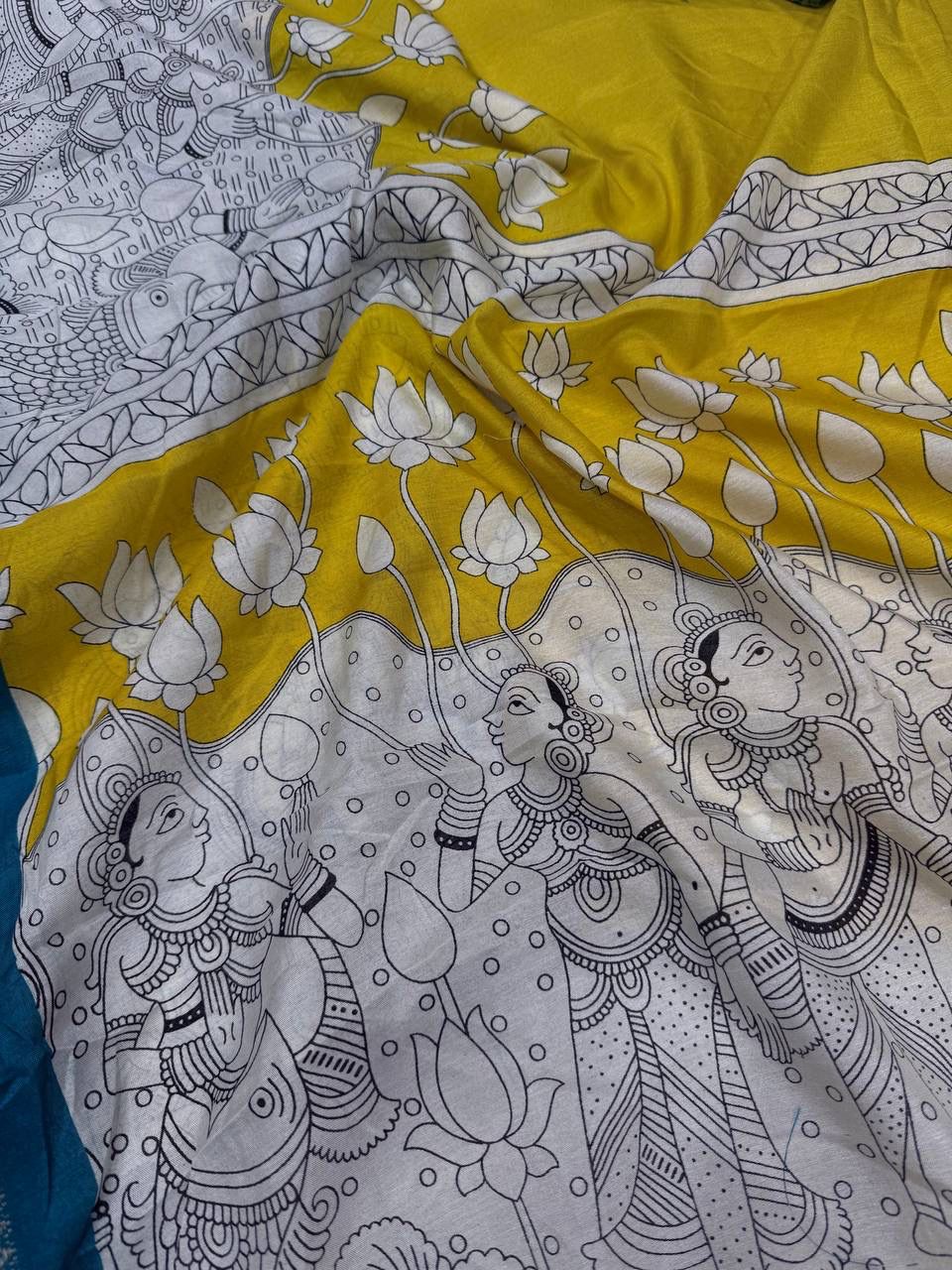 Traditional Yellow Digital Printed Dola Silk Saree With Angelic Blouse Piece