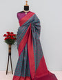 Adorning Blue Soft Banarasi Silk Saree With Stylish Blouse Piece