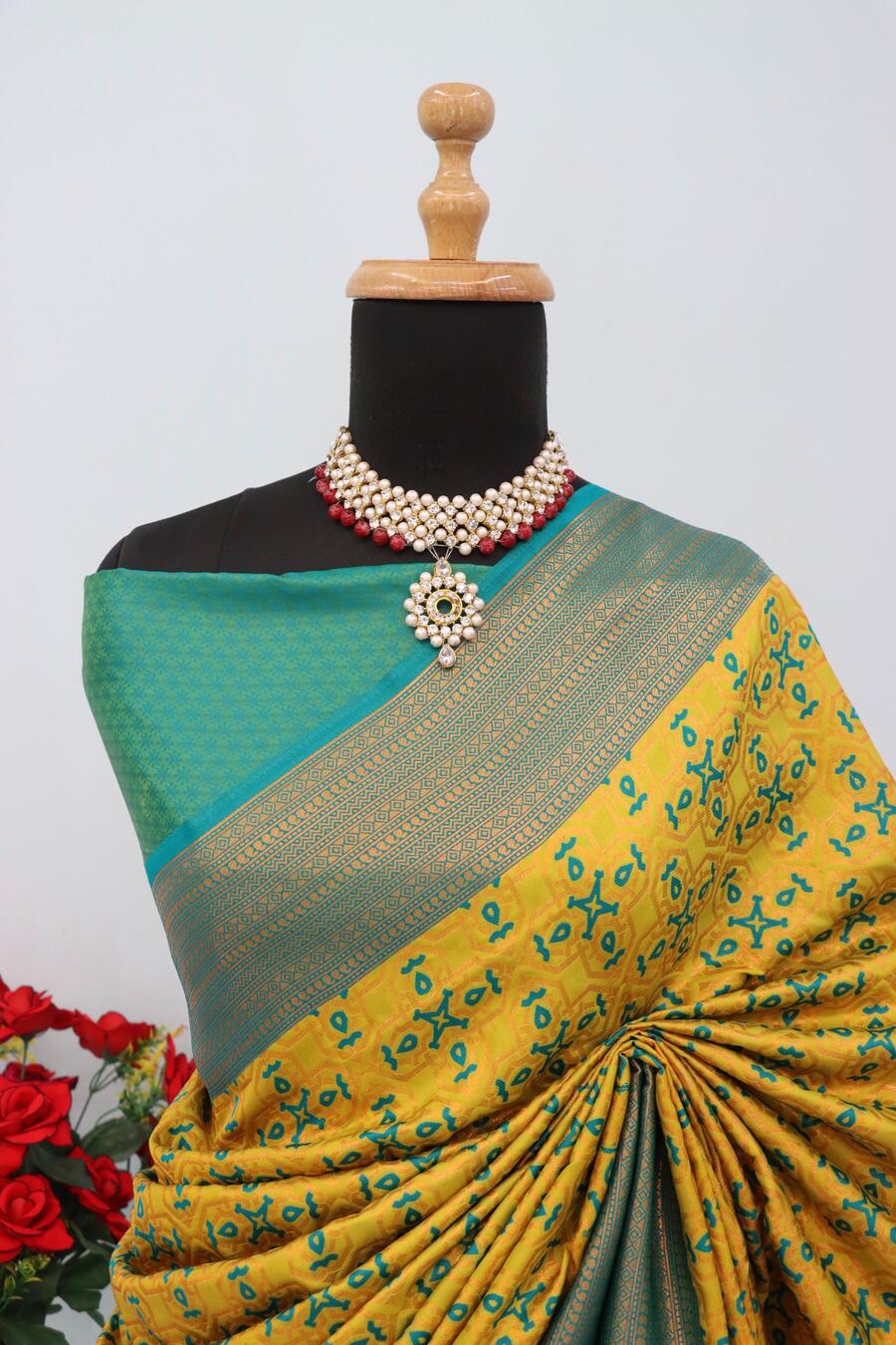 Demanding Yellow Soft Banarasi Silk Saree With Intricate Blouse Piece