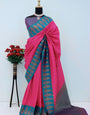 Fairytale Dark Pink Soft Banarasi Silk Saree With Admirable Blouse Piece