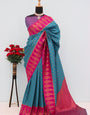 Eloquence Rama Soft Banarasi Silk Saree With Petrichor Blouse Piece