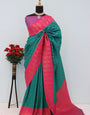 Delightful Sea Green Soft Banarasi Silk Saree With Prominent Blouse Piece