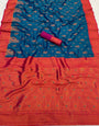 Staring Navy Blue Soft Banarasi Silk Saree With Designer Blouse Piece