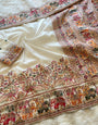 Embrocation Beige Pashmina Saree With Desultory Blouse Piece