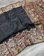 Girlish Black Pashmina Saree With Beautiful Blouse Piece