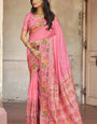 Arresting Baby Pink Pashmina Saree With Scintillating Blouse Piece