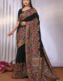 Felicitous Black Pashmina Saree With Denouement Blouse Piece