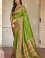 Incredible Green Pashmina Saree With Gratifying Blouse Piece