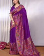 Desiring Purple Pashmina Saree With Lovely Blouse Piece