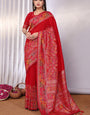 Gorgeous Red Pashmina Saree With Energetic Blouse Piece