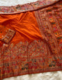 Beleaguer Orange Pashmina Saree With Comely Blouse Piece