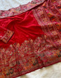 Flamboyant Red Pashmina Saree With Radiant Blouse Piece