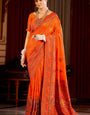 Luminous Orange Pashmina Saree With Beautiful Blouse Piece