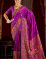 Engaging Purple Pashmina Saree With Desuetude Blouse Piece