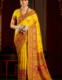 Cynosure Yellow Pashmina Saree With Sonorous Blouse Piece