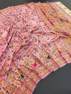 Ravishing Pink Pashmina Saree With Moiety Blouse Piece