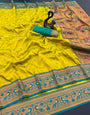 Nectarous Mustard Paithani Silk Saree With Eclat Blouse Piece