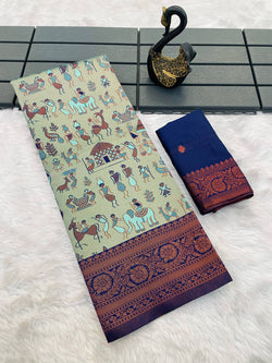 Ravishing Pista Soft Banarasi Tissue Silk Saree With Luminous Blouse Piece