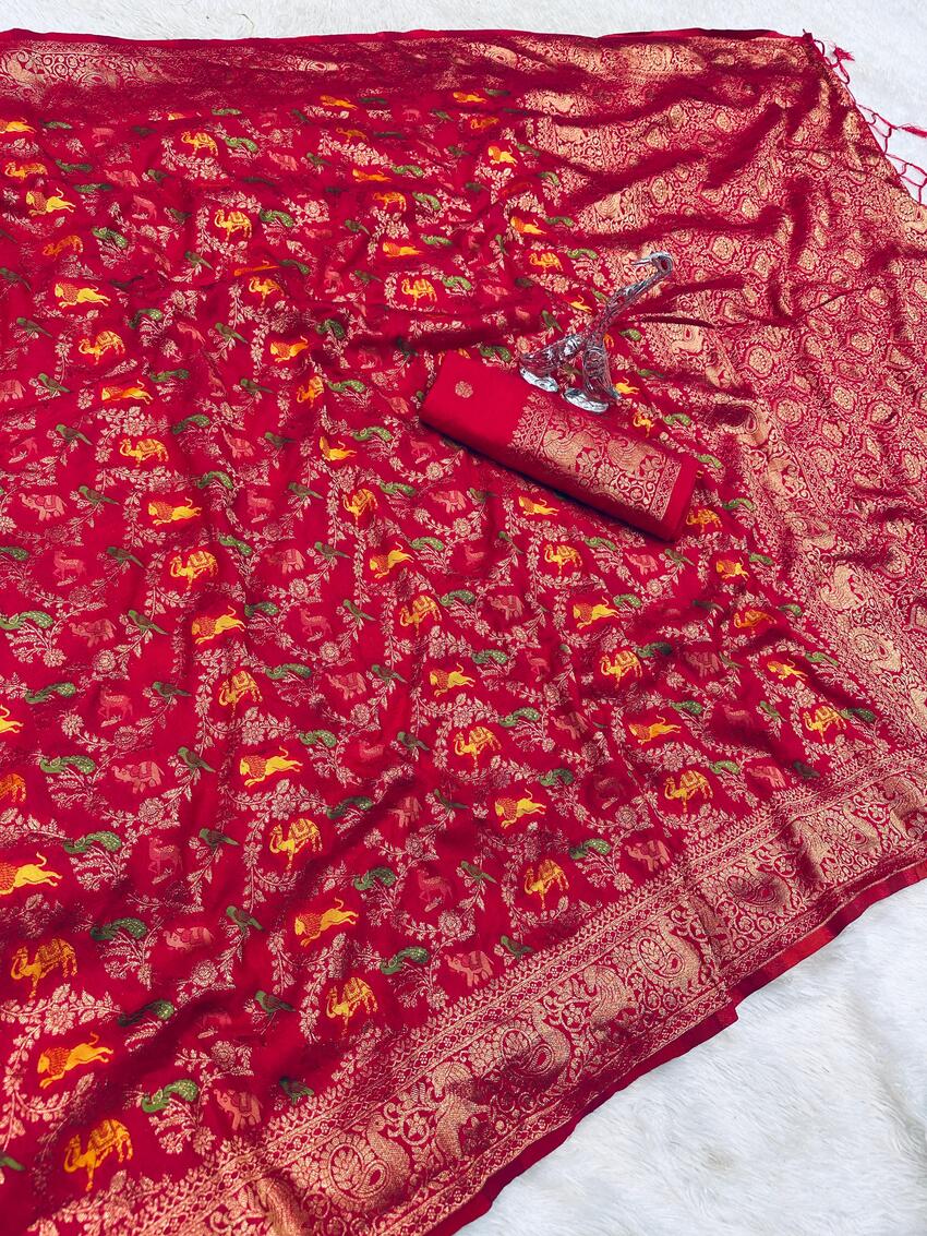 Splendiferous Dark Pink Soft Banarasi Silk Saree With Demesne Blouse Piece