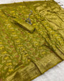 Magnetic Green Soft Banarasi Silk Saree With Twirling Blouse Piece