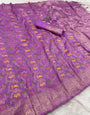 Proficient Lavender Soft Banarasi Silk Saree With Magnetic Blouse Piece
