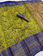 Staring Green Kanjivaram Silk Saree With Designer Blouse Piece