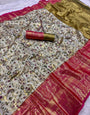 Assemblage Pista Kanjivaram Silk Saree With Conflate Blouse Piece