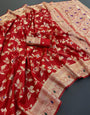 Ineffable Red Soft Banarasi Silk Saree With Tantalizing Blouse Piece