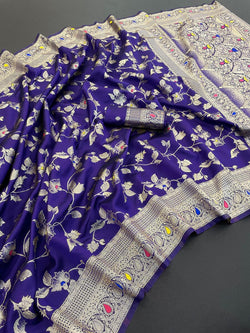 Glorious Royal Blue Soft Banarasi Silk Saree With Mesmerising Blouse Piece