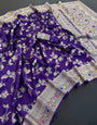 Snappy Royal Purple Soft Banarasi Silk Saree With Designer Blouse Piece