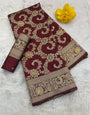 Eye-catching Maroon Soft Banarasi Silk Saree With Trendy Blouse Piece