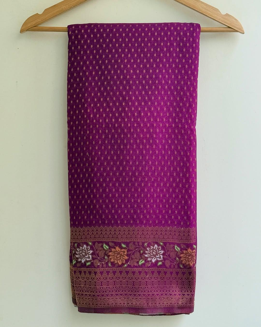 Smashing Purple Soft Banarasi Silk Saree With Grandiose Blouse Piece