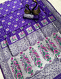 Sensational Violet Paithani Silk Saree With Magnificat Blouse Piece