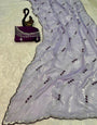 Dazzling Lavender Sequence Work Fandy Silk Saree With Pretty Blouse Piece