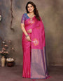 Lassitude Dark Pink Soft Banarasi Silk Saree With Traditional Blouse Piece