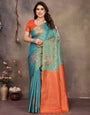 Panoply Rama Soft Banarasi Silk Saree With Redolent Blouse Piece