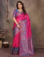 Enticing Dark Pink Soft Banarasi Silk Saree With Exceptional Blouse Piece