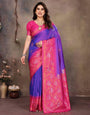 Elegant Purple Soft Banarasi Silk Saree With Exemplary Blouse Piece