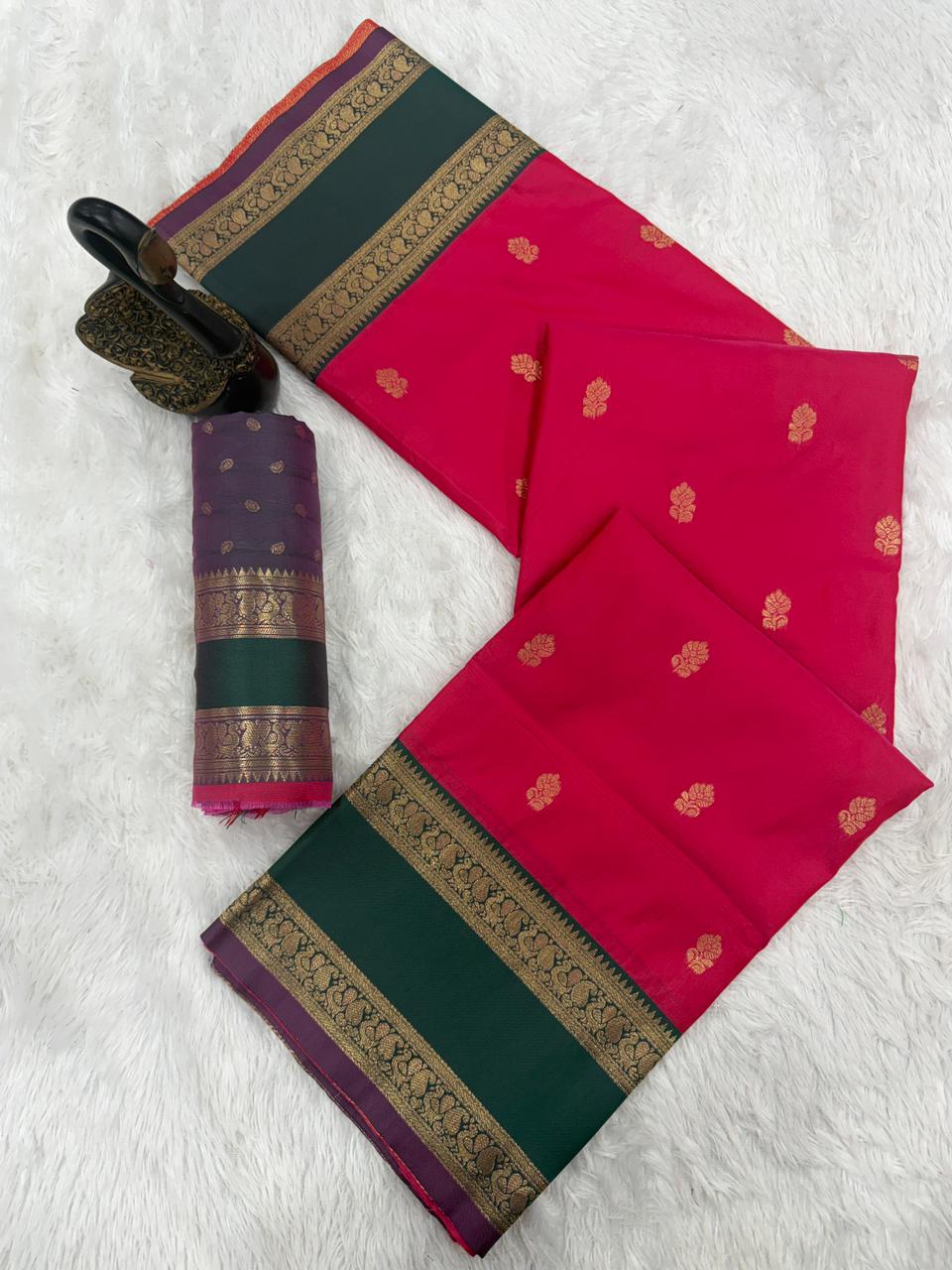 Sumptuous Dark Pink Soft Banarasi Kathpadar Silk Saree With Devastating Blouse Piece
