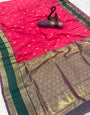 Sumptuous Dark Pink Soft Banarasi Kathpadar Silk Saree With Devastating Blouse Piece