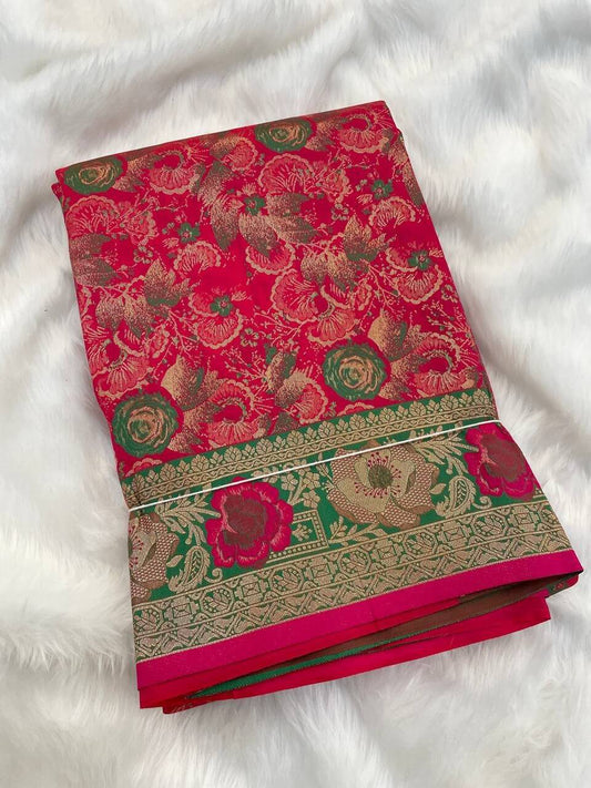 Sonorous Dark Pink Soft Banarasi Silk Saree With Deserving Blouse Piece