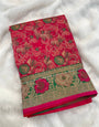 Sonorous Dark Pink Soft Banarasi Silk Saree With Deserving Blouse Piece