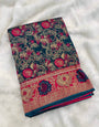 Ineffable Rama Soft Banarasi Silk Saree With Designer Blouse Piece