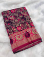 Demure Wine Soft Banarasi Silk Saree With Scrupulous Blouse Piece