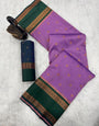 Chatoyant Lavender Soft Banarasi Silk Saree With Seraglio Blouse Piece