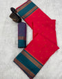 Demesne Magenta Soft Banarasi Silk Saree With Fancifull Blouse Piece