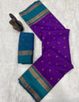 Vestigial Royal Purple Soft Banarasi Silk Saree With Lagniappe Blouse Piece