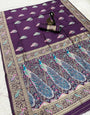 Excellent Purple Soft Banarasi Silk Saree With Luminous Blouse Piece