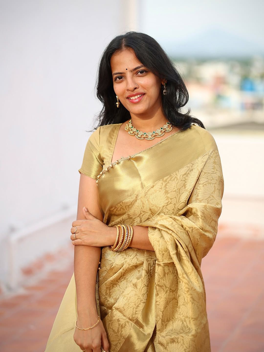 Twirling Golden Soft Tissue Silk Saree With Resonant Blouse Piece